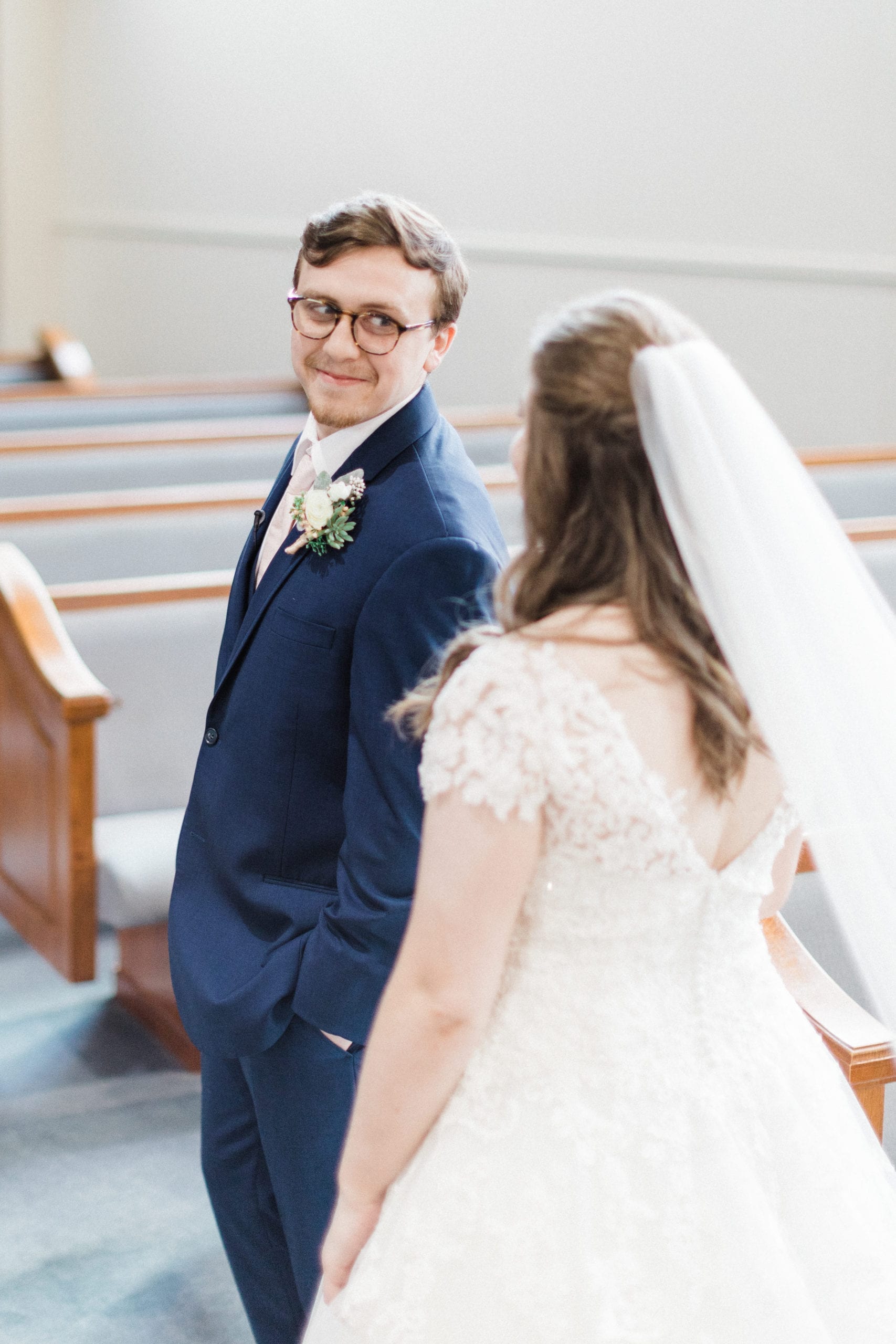 bride and groom have their first look, Mississippi Gulf Coast Wedding
