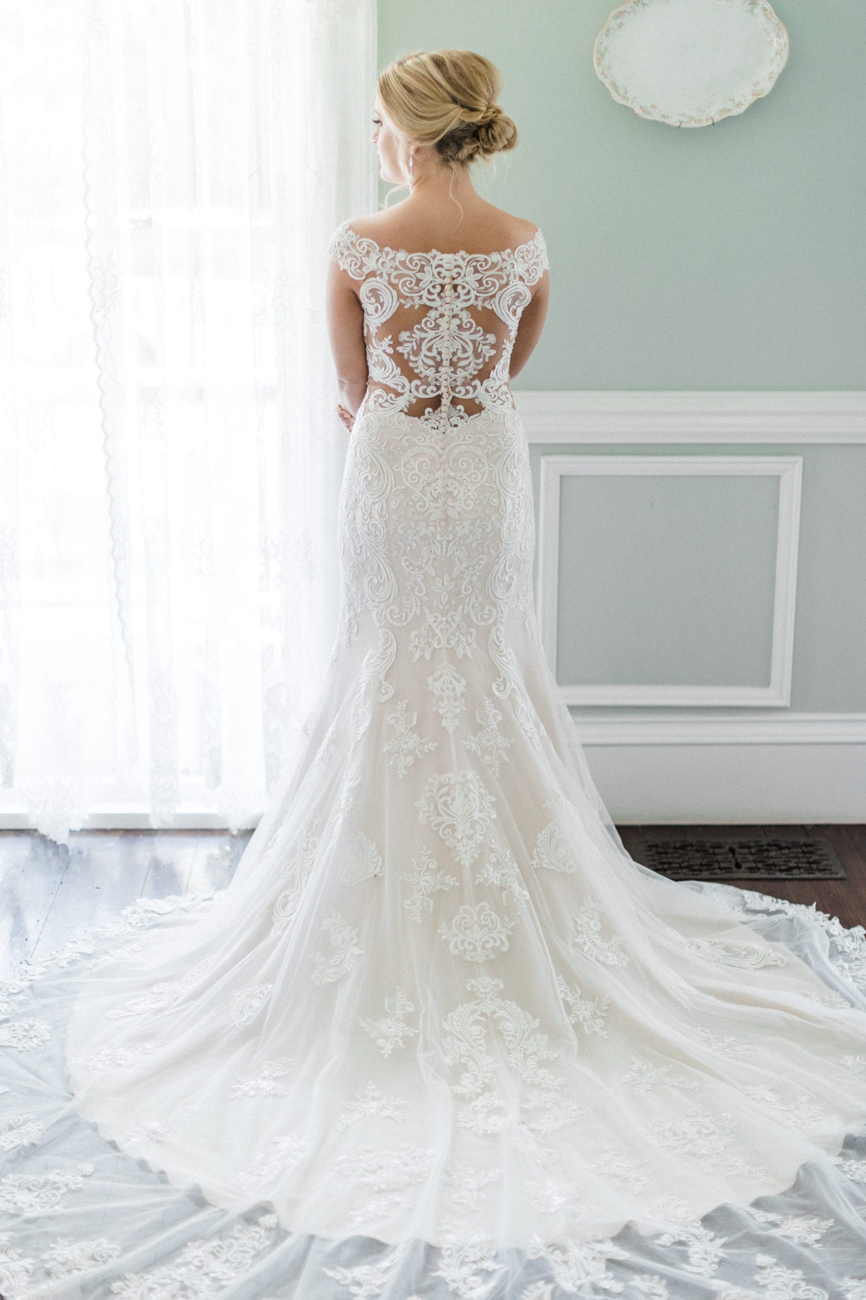 back of wedding gown