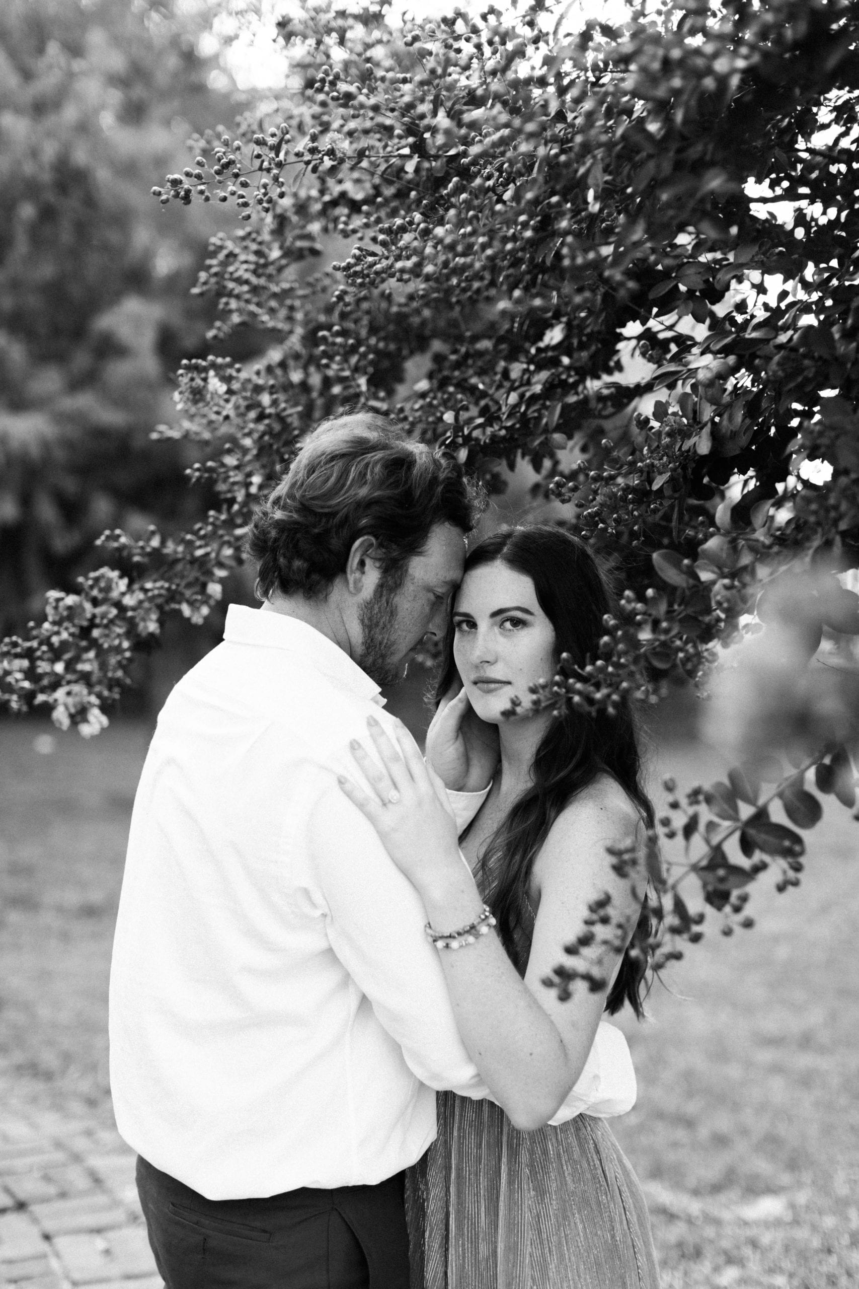 black and white engagement session at Biloxi's Old Brick House
