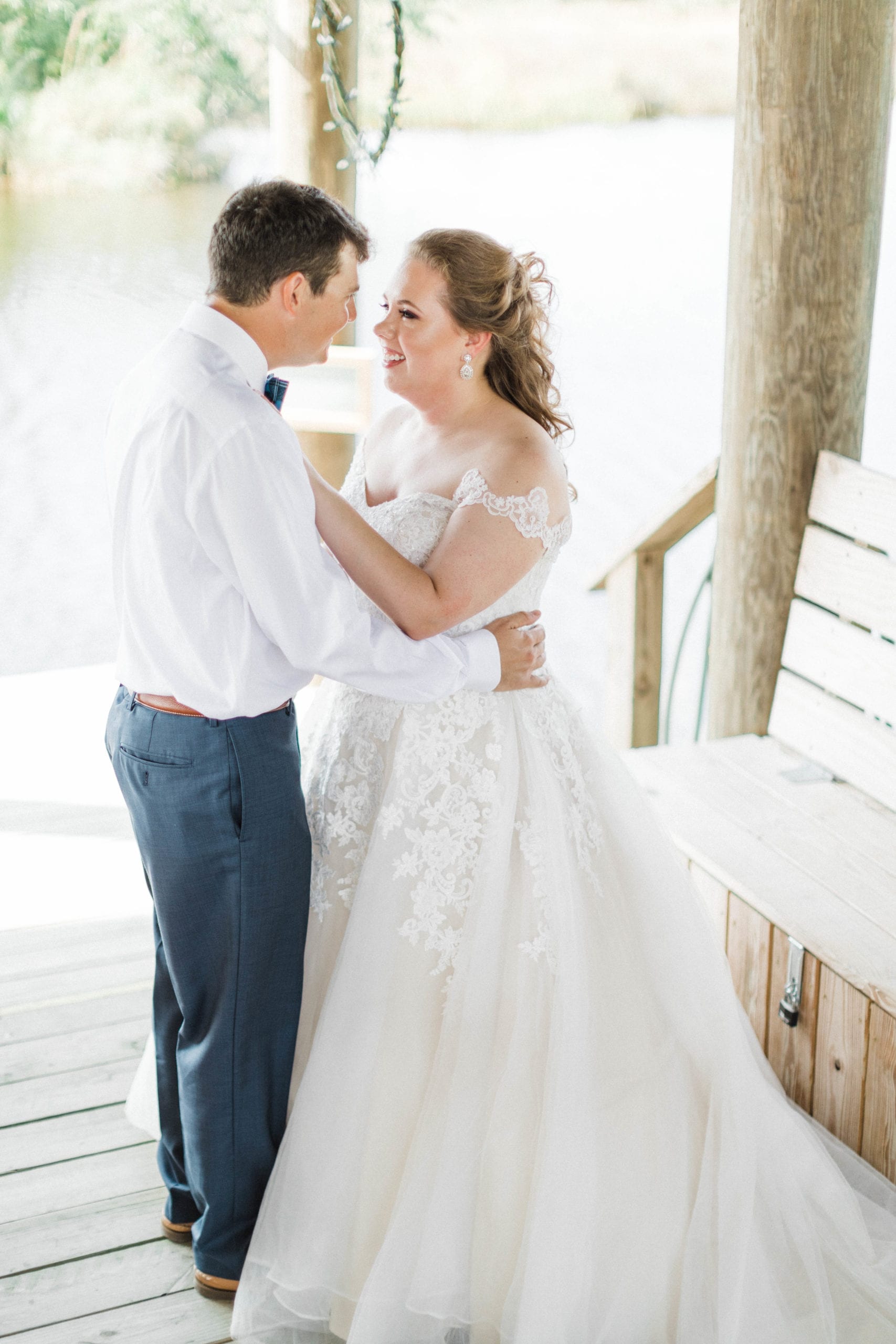 bride and groom portrait at Pascagoula River Audubon Center Wedding Venue