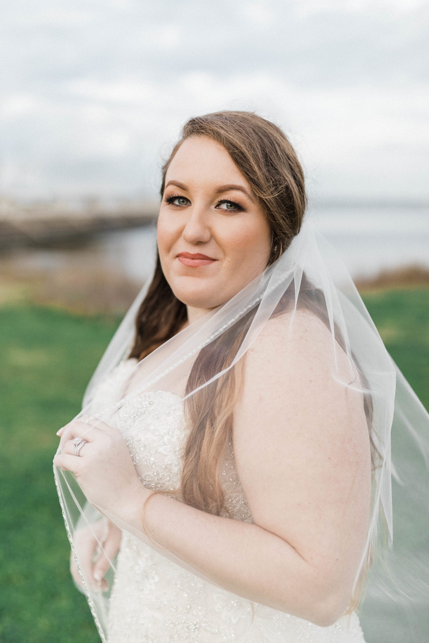 Bridal portrait outside Maritime and Seafood Industry Museum