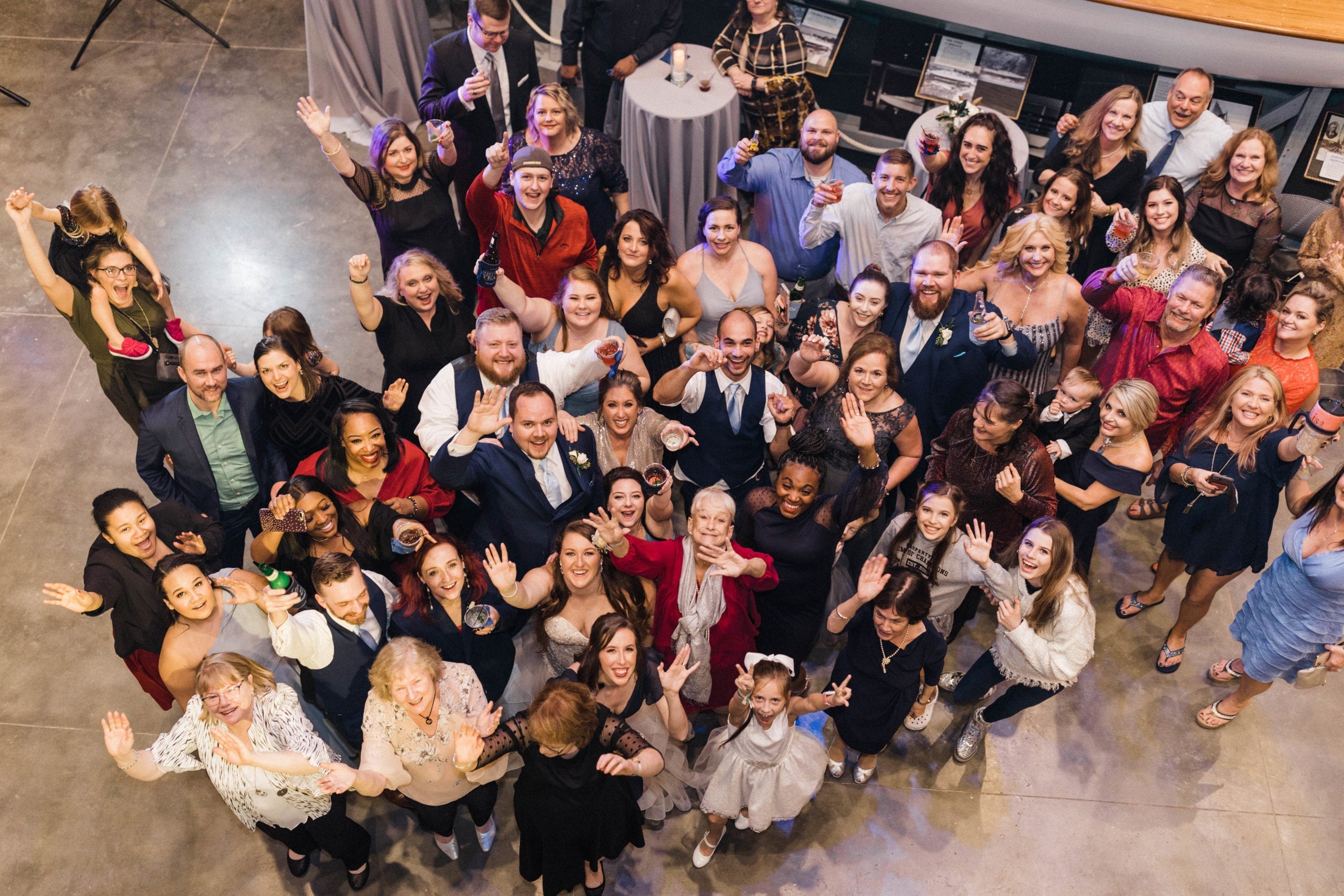 Maritime and Seafood Industry Museum wedding reception group photo