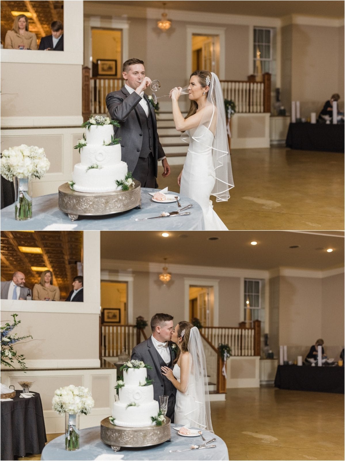 bride and groom toast each other