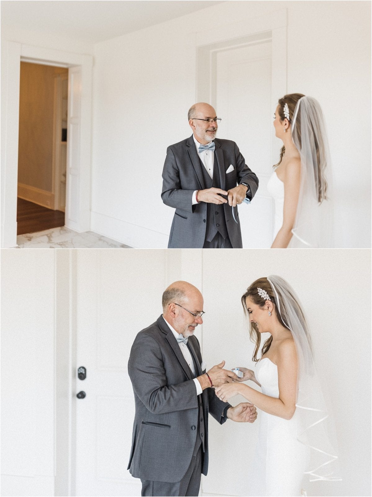 bride gives father a wedding gift