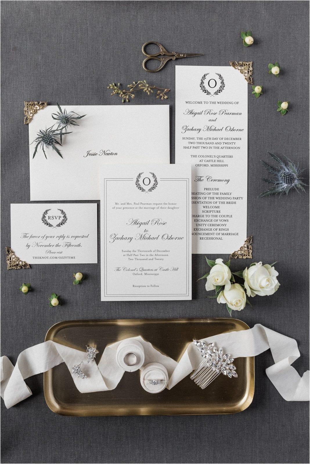 wedding invitation suite with rings